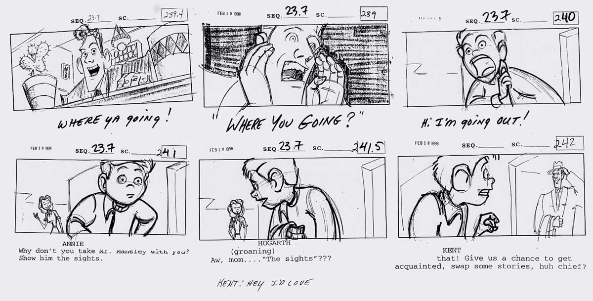 storyboard from the Iron Giant animated movie